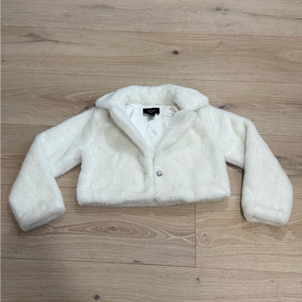 White Faux Fur Kids Jacket